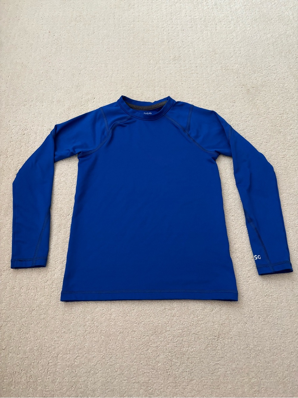 DSG Kids Youth Royal Blue Athletic Fleece Lined Compression Long Sleeve Shirt